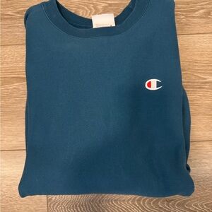 Champion Teal Pullover Sweatshirt with Embroidered C Patch